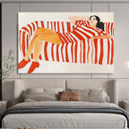 Figure on Striped Sofa in Red and White ABS089