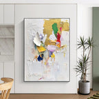 Gold Accented Abstract Collage Painting with Vibrant Shapes WINK621