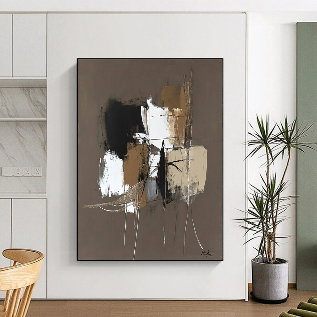 Brown - Toned Abstract Composition Painting for Minimalist Living Room Corners GAB1200