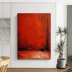 Deep Red Minimalist Space Abstract Painting of Intense Stillness GAB0165