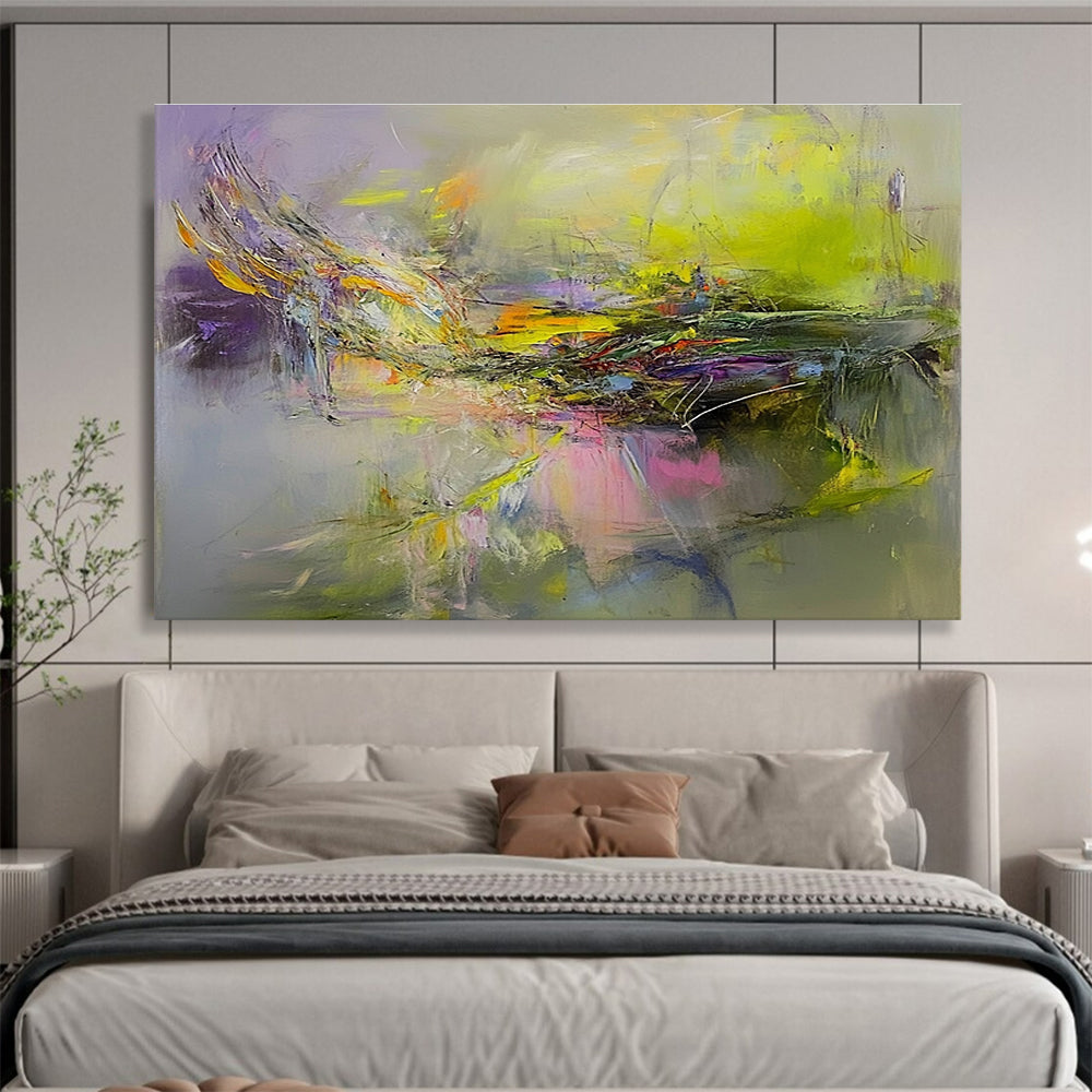 Bright Color Fusion Abstract Painting with Vivid, Harmonious Blends ABS463