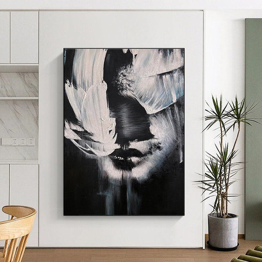 Black and White Abstract Face Painting for Contemporary Art Galleries HENG331