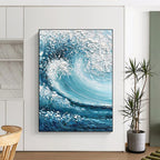 Dynamic Ocean Wave Abstract Painting for Beach - Lover Spaces HENG322