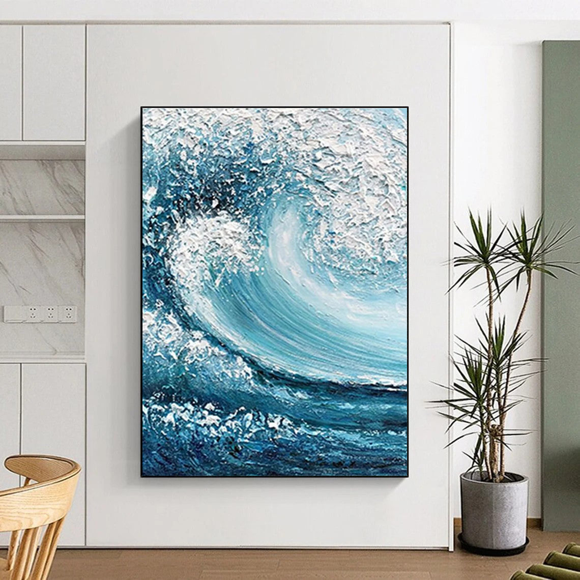 Dynamic Ocean Wave Abstract Painting for Beach - Lover Spaces HENG322