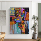 Colorful Geometric Abstract Painting for Trendy Retail Spaces HENG459