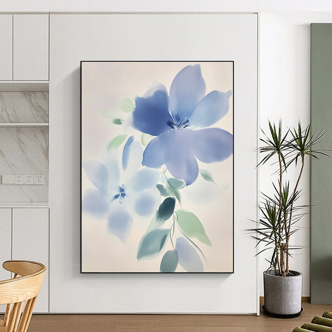Soft Blue Watercolor Flowers Painting of Delicate Beauty GAB0188
