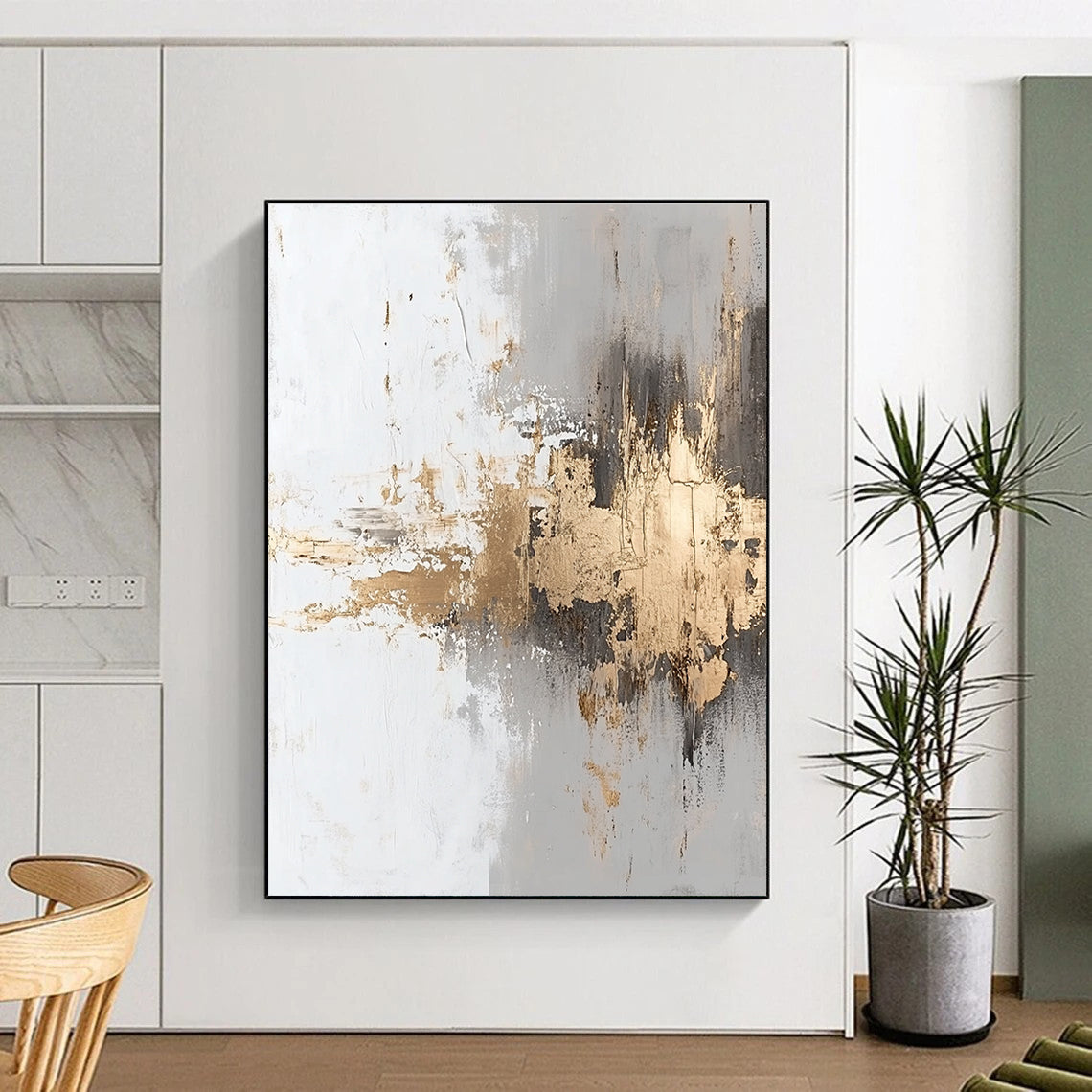 Gold Accent Abstract Painting for Modern - Styled Hallways GAB0995