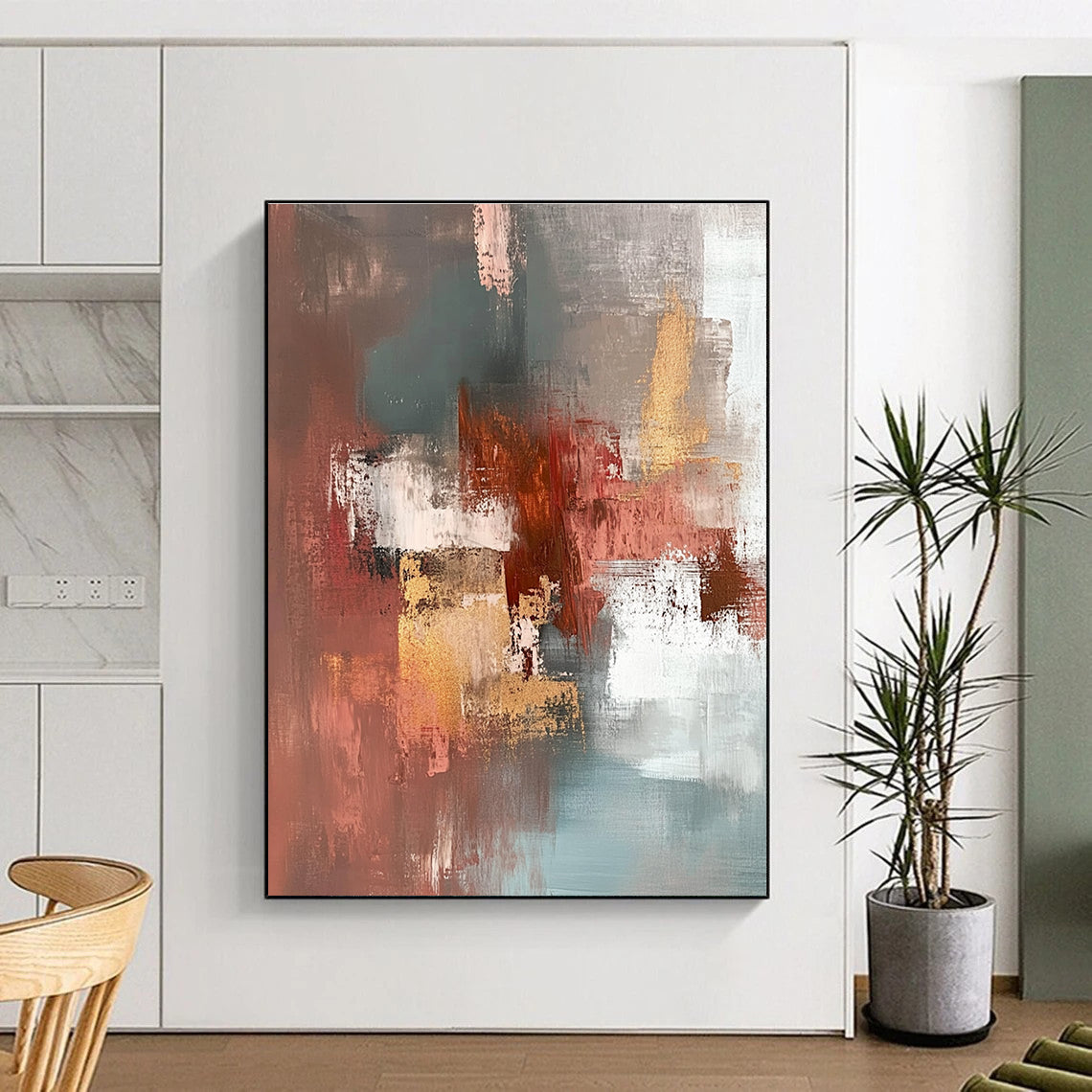 Earth - Toned Abstract Painting with Warm Vibrancy WINK806