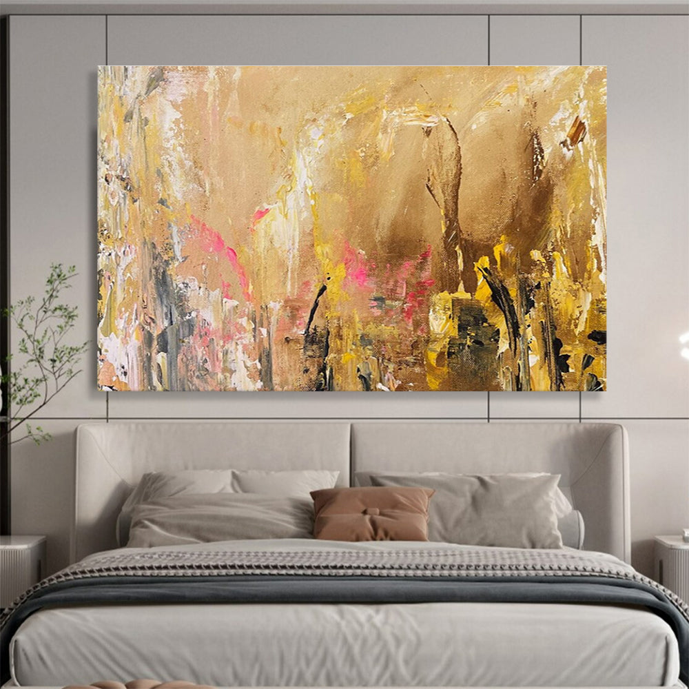 Beige and Colorful Abstract Painting for Bohemian - Styled Homes YHT378