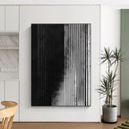 Vertical Black and White Stripes Abstract Painting with Structured Rhythm WINK013