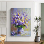 Purple and Yellow Flower Vase Painting of Elegant Floral Harmony GAB0162