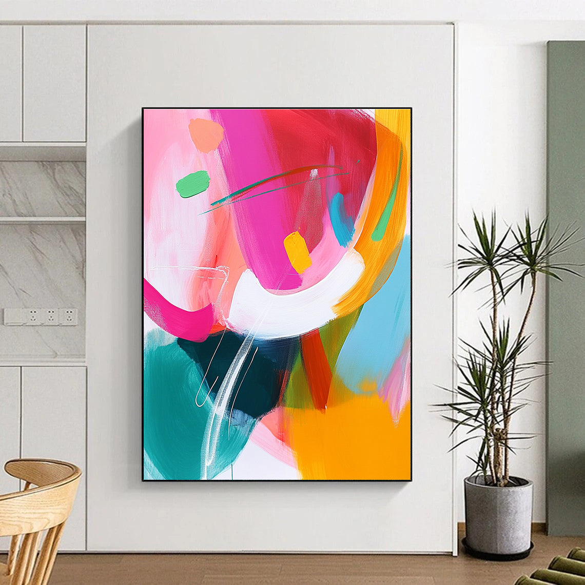 Vibrant Color Fusion Abstract Painting with Bold Vitality WINK298