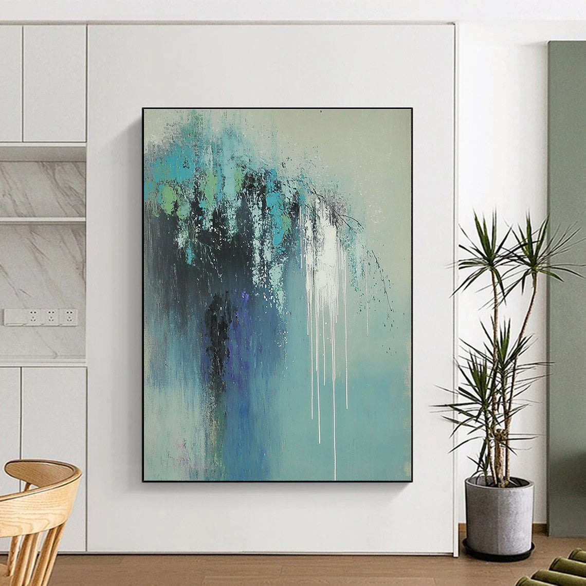 Blue - Green Dripping Abstraction Abstract Painting with Expressive Drips WINK237