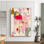 Pink and Colorful Abstract Shapes Lively Abstract Composition GAB0348