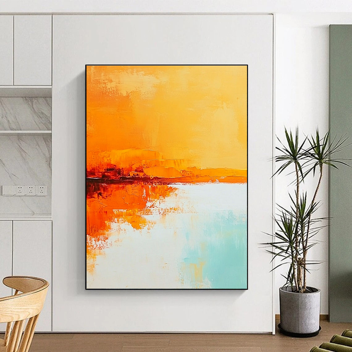Orange Reflection Abstract - Vibrant Landscape Art GAB0550