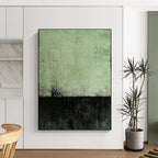 Dark Green and Black Horizon Abstract Painting with Moody Atmosphere WINK233