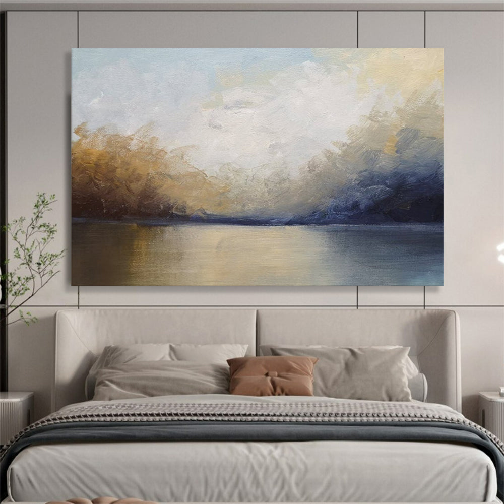 Lake and Sky Abstract Landscape Painting for Tranquil Spaces YHT040