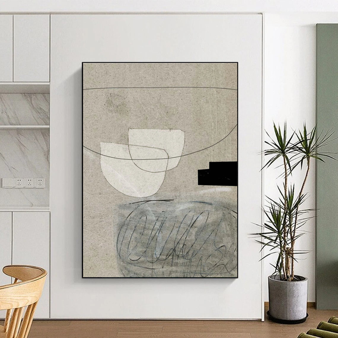 Delicate Minimalist Line - Shape Abstract Art for Quiet Spaces HENG238