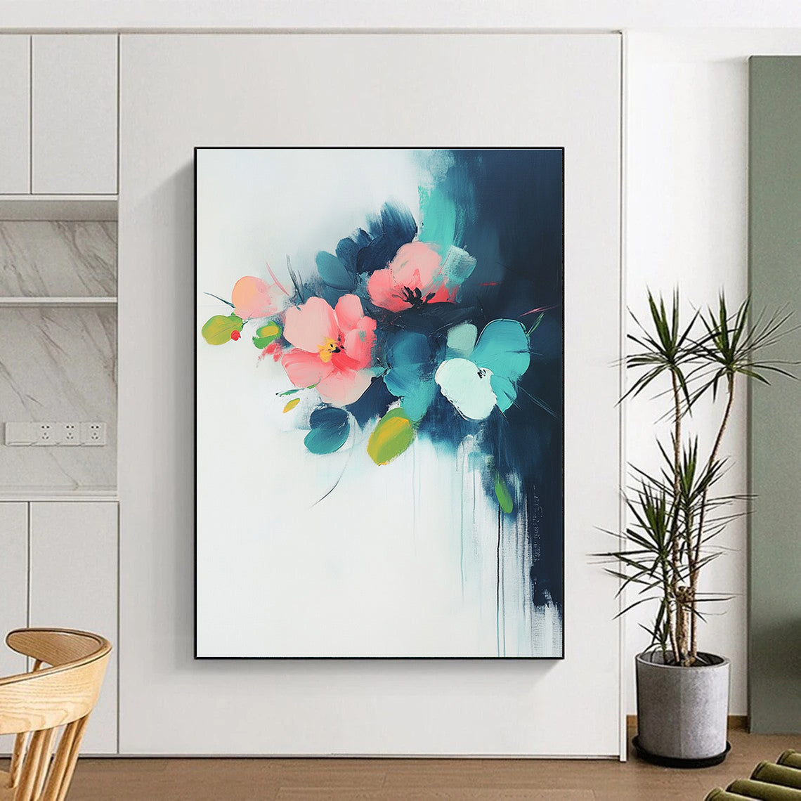 Delicate Flower Abstract Painting for Romantic Dining Spaces GAB0843