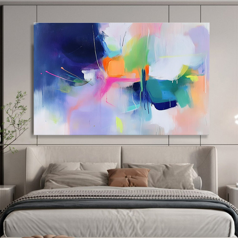Purple - Centric Colorful Abstract Painting with Vibrant, Harmonious Drips ABS470