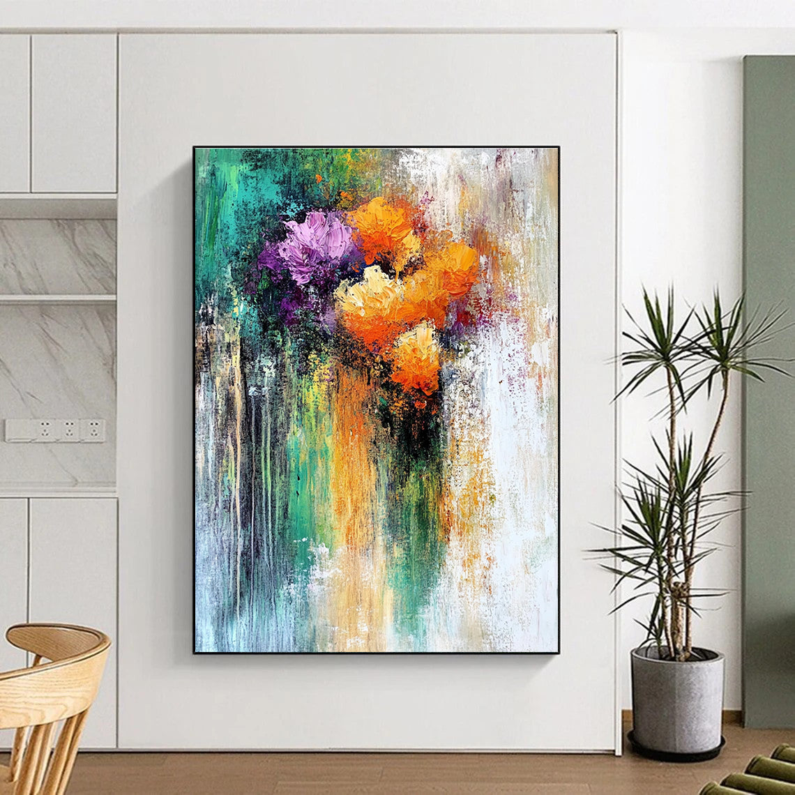 Impressionistic Colorful Flowers Abstract Painting for Cheerful Spaces GAB0688