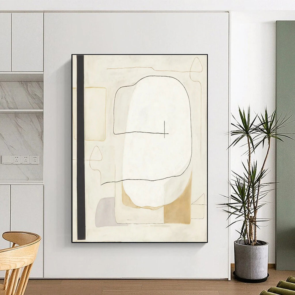Minimalist Line Shapes Abstract Painting for Modern Office Waiting Rooms HENG025