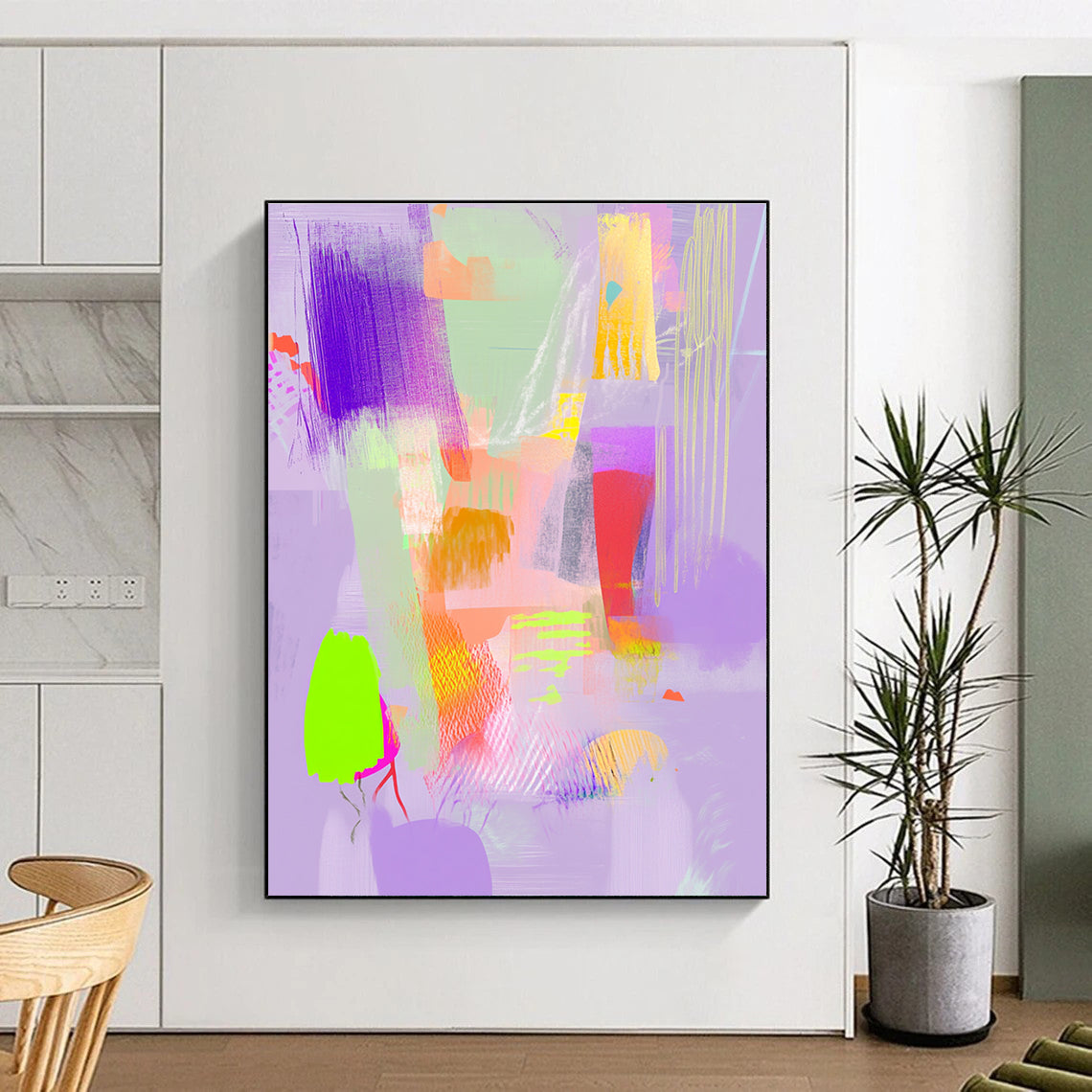 Neon Purple Abstract Painting for Trendy Boutiques GAB1030