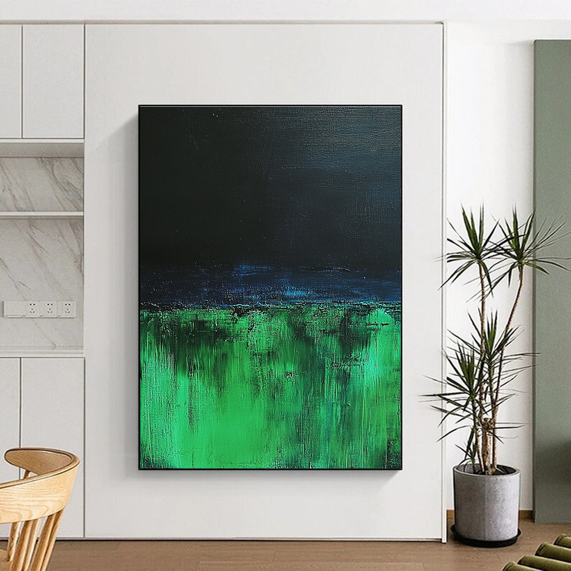 Dark Green and Blue Abstract Painting with Night Sky Vibes WINK116