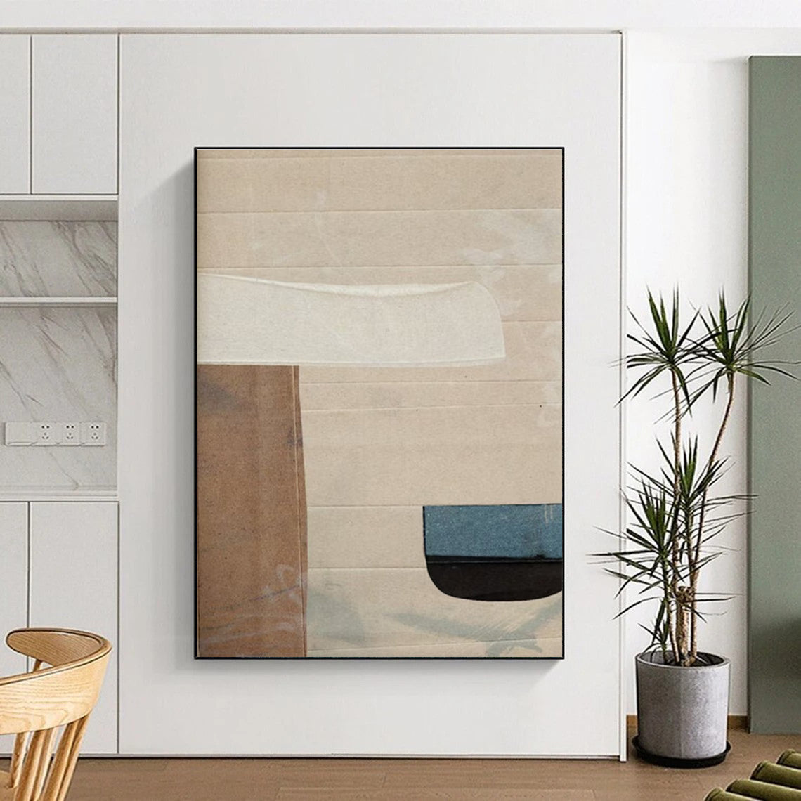 Neutral Collage Abstract Painting for Modern Minimalist Living Rooms HENG182