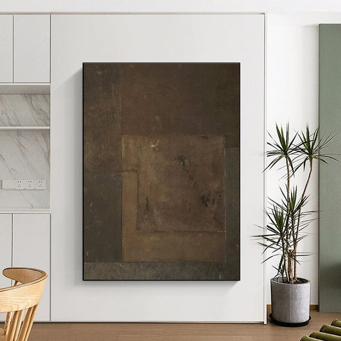 Brown Textured Abstract Painting for Rustic - Style Wine Bars HENG487