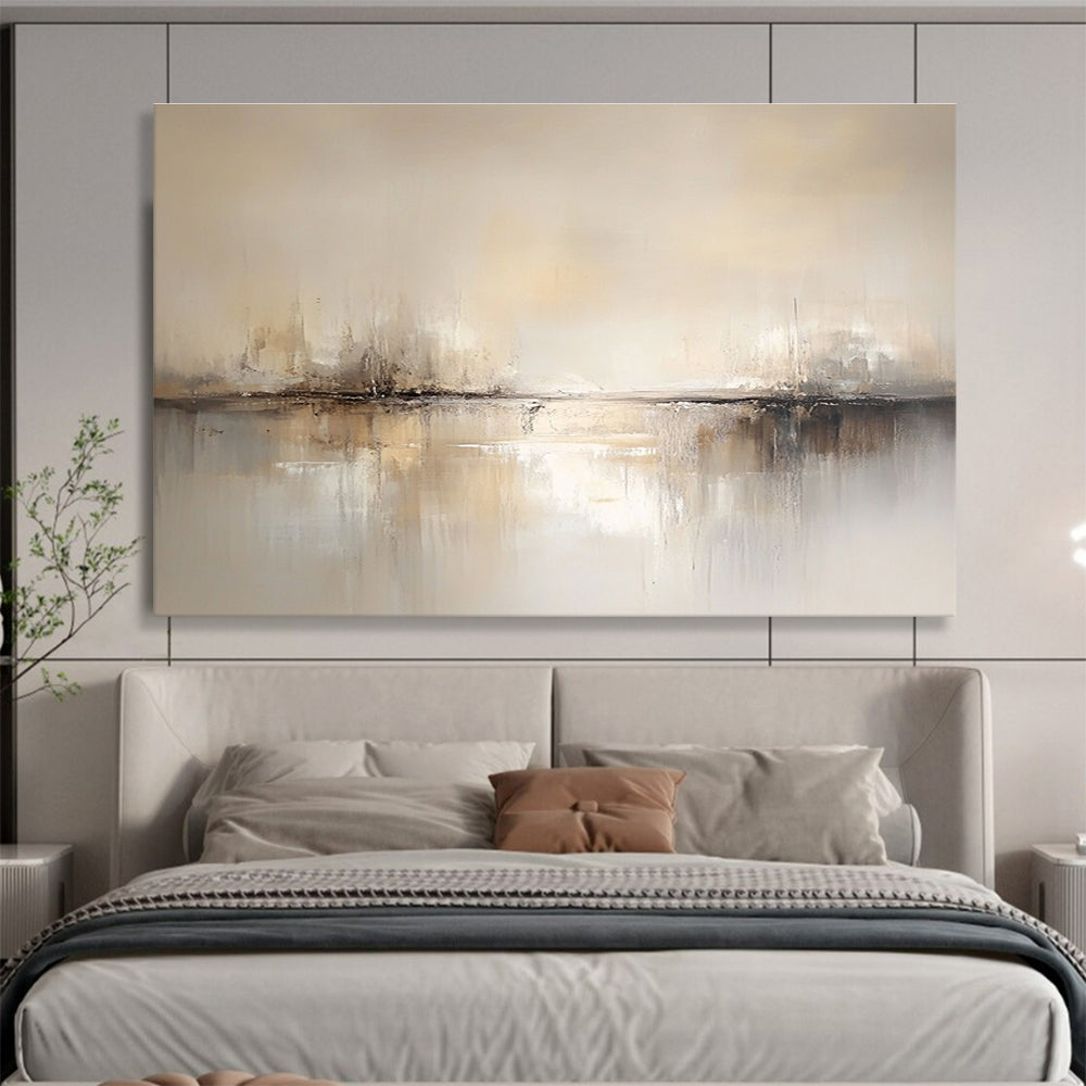 Beige - toned Abstract Landscape with Subtle Reflections Abstract Painting ABS386