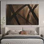 Brown - Black Abstract Lines Painting with Minimalist, Bold Dynamics ABS507