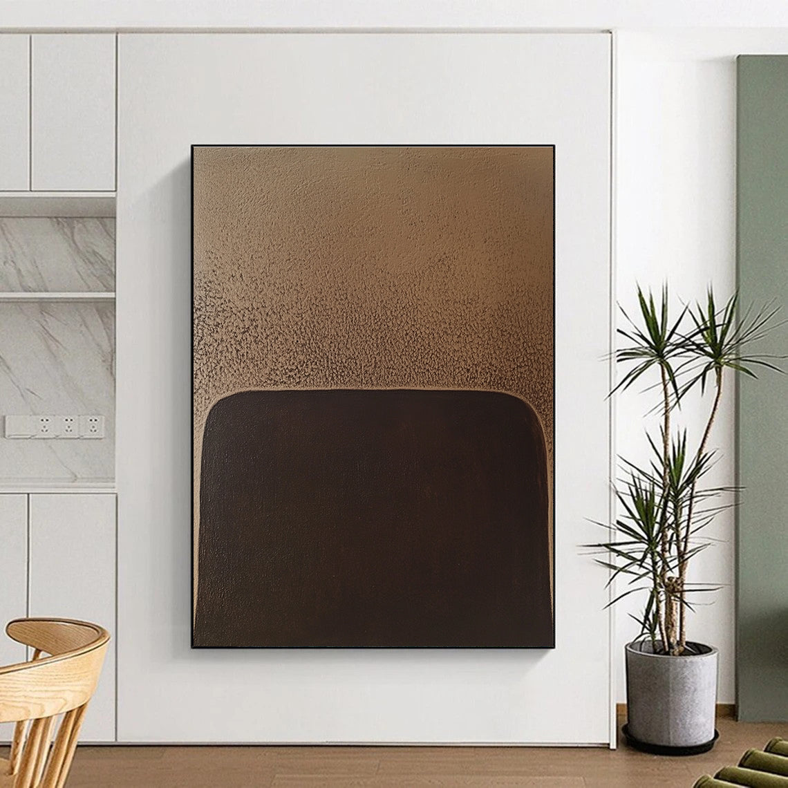 Brown Textured Minimalism Abstract Painting with Subtle Layers GAB0072
