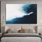 Dynamic Blue - White Wave with Textured Movement Abstract Painting ABS338