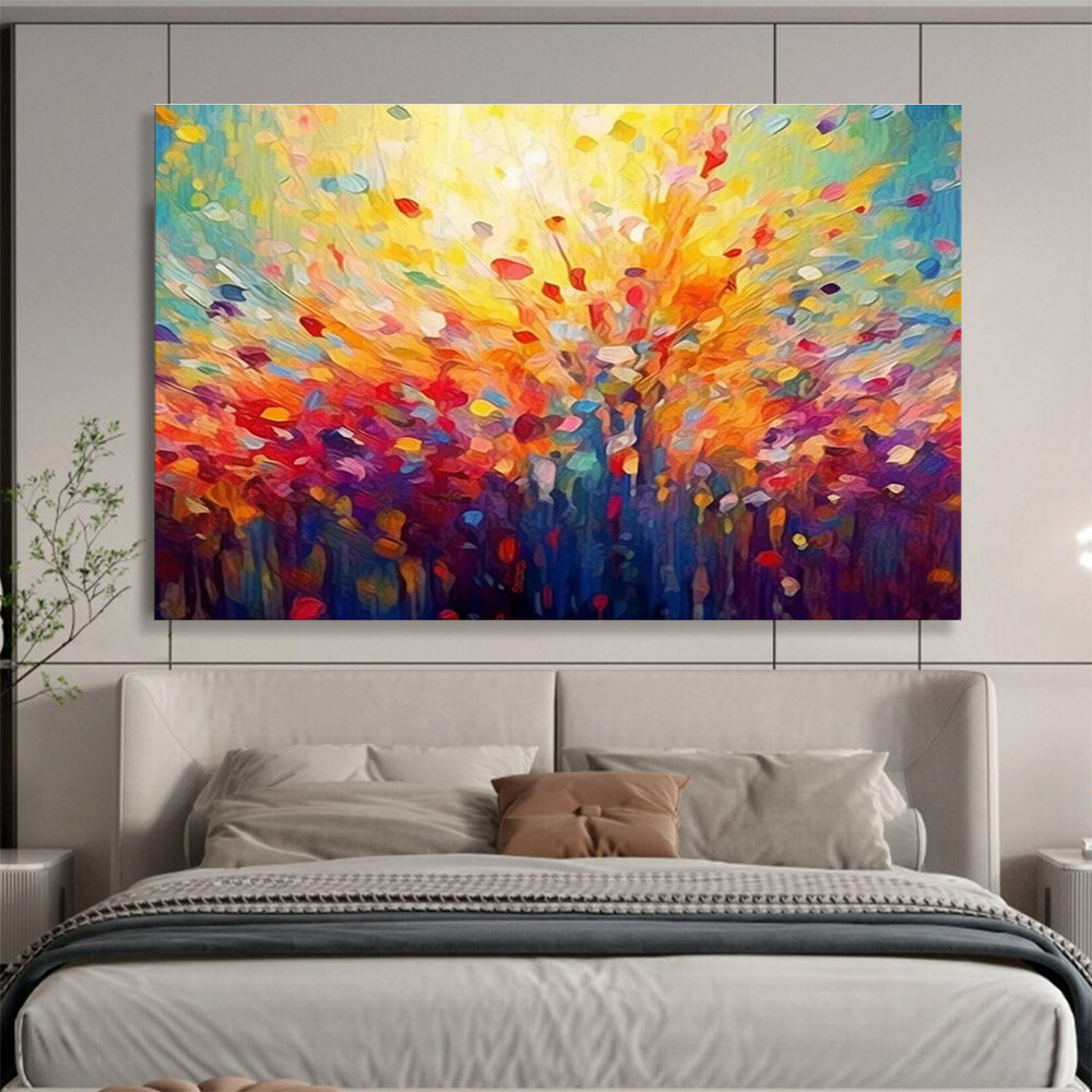 Colorful Tree Abstract Painting for Vibrant Living Rooms YHT290