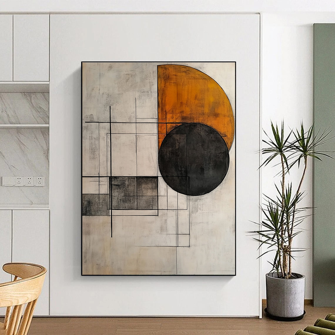 Minimalist Geometric Shapes Abstract Painting with Warm Tones GAB0683