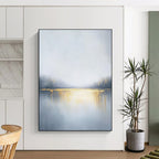 Misty Lake with Gold Abstract Painting for Elegant Retreats GAB0742