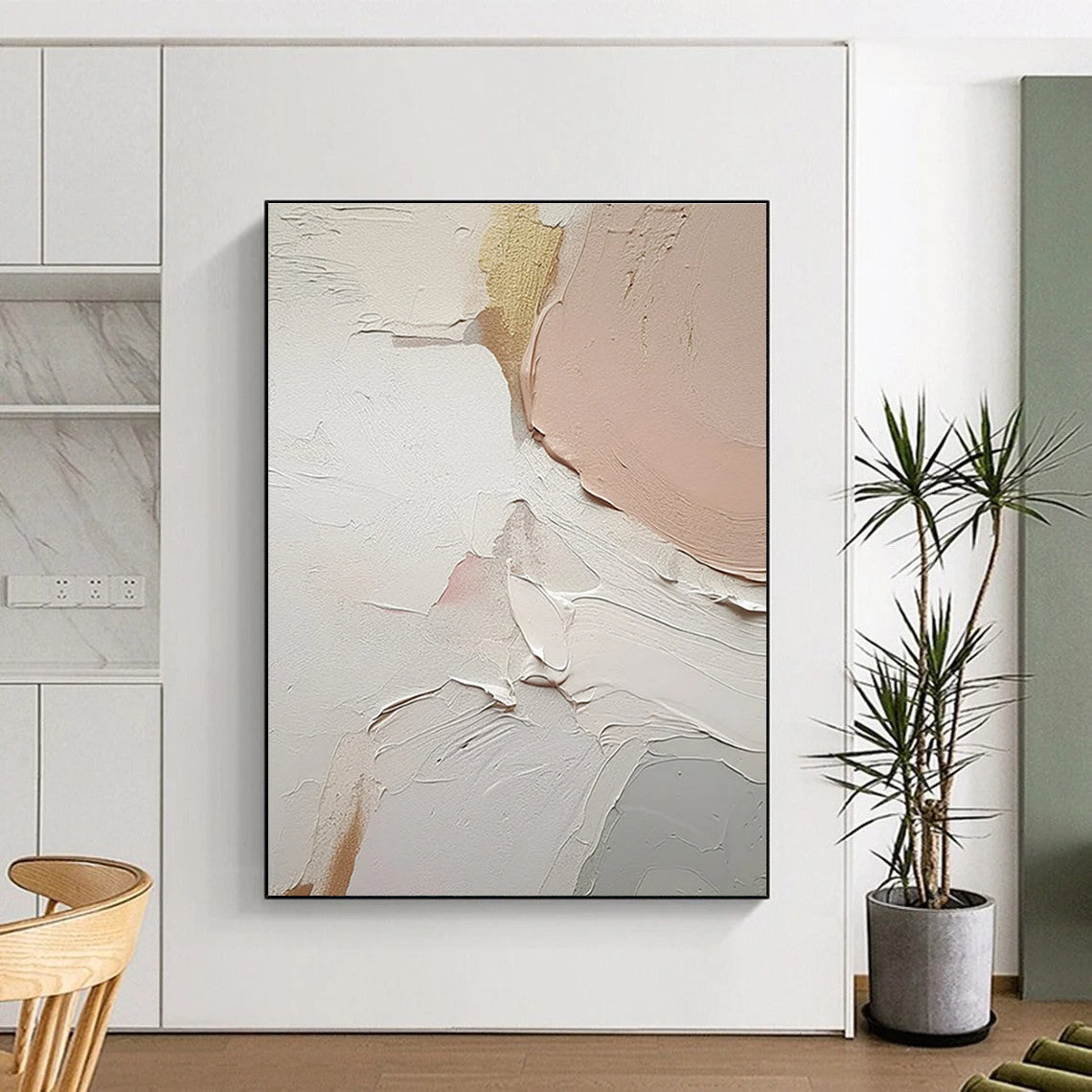 Soft Pastel Textured Abstract Painting for Elegant Bedrooms HENG451