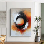 Black and Orange Circular Abstract Painting for Modern - Edgy Home Theaters GAB0935