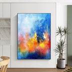 Blue Orange Pink Abstract Painting with Dreamy Blends WINK514