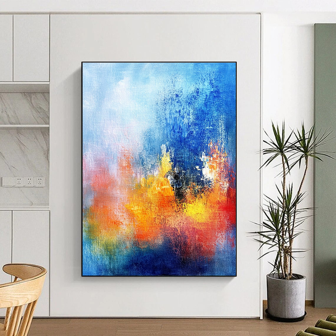 Blue Orange Pink Abstract Painting with Dreamy Blends WINK514