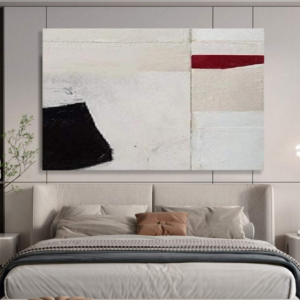 Red - Black - White Abstract Painting for Bold Minimalist Spaces YHT110