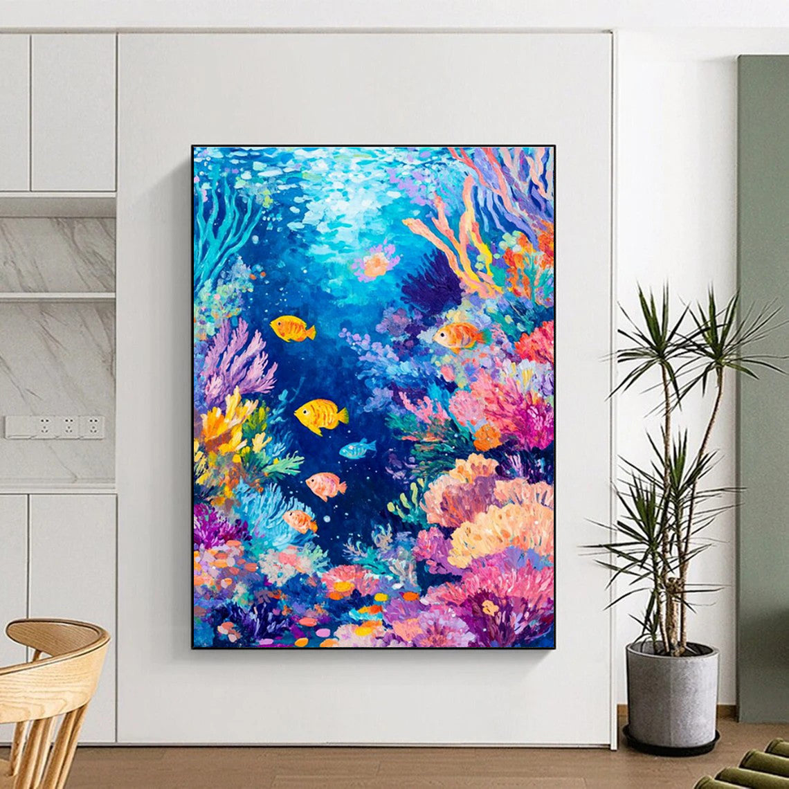 Colorful Underwater World Abstract Painting for Coastal Resort Spas HENG527