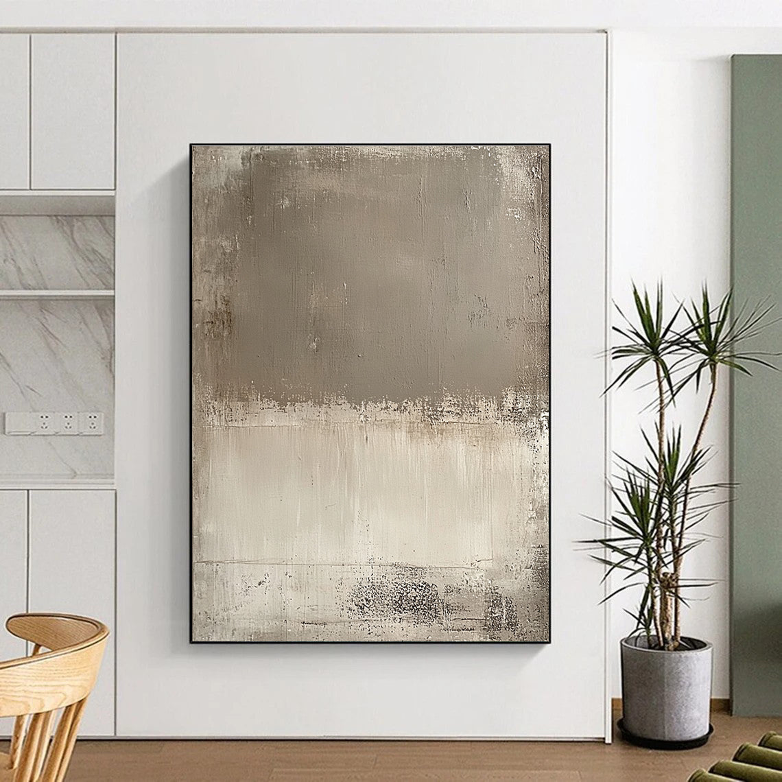 Taupe Textured Surface Abstract Painting with Calm Neutrality WINK119