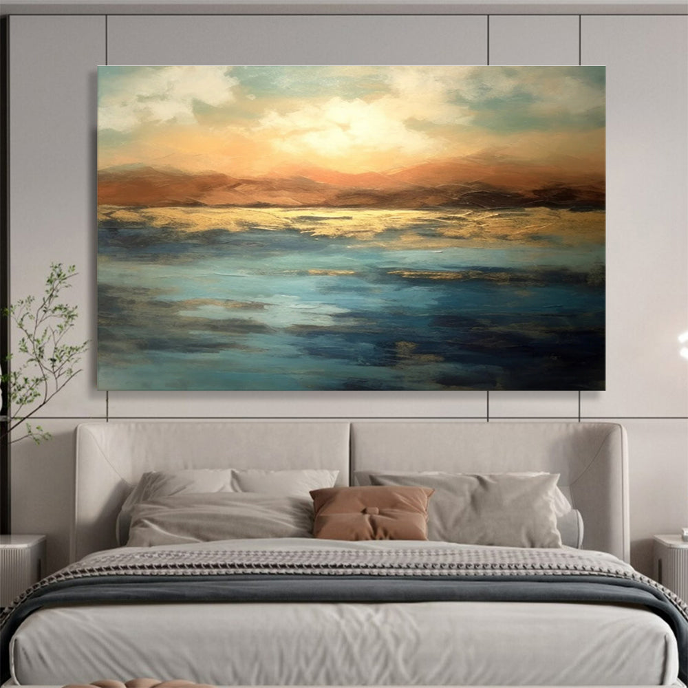 Sunset Lake Abstract Painting for Relaxing Spaces YHT065