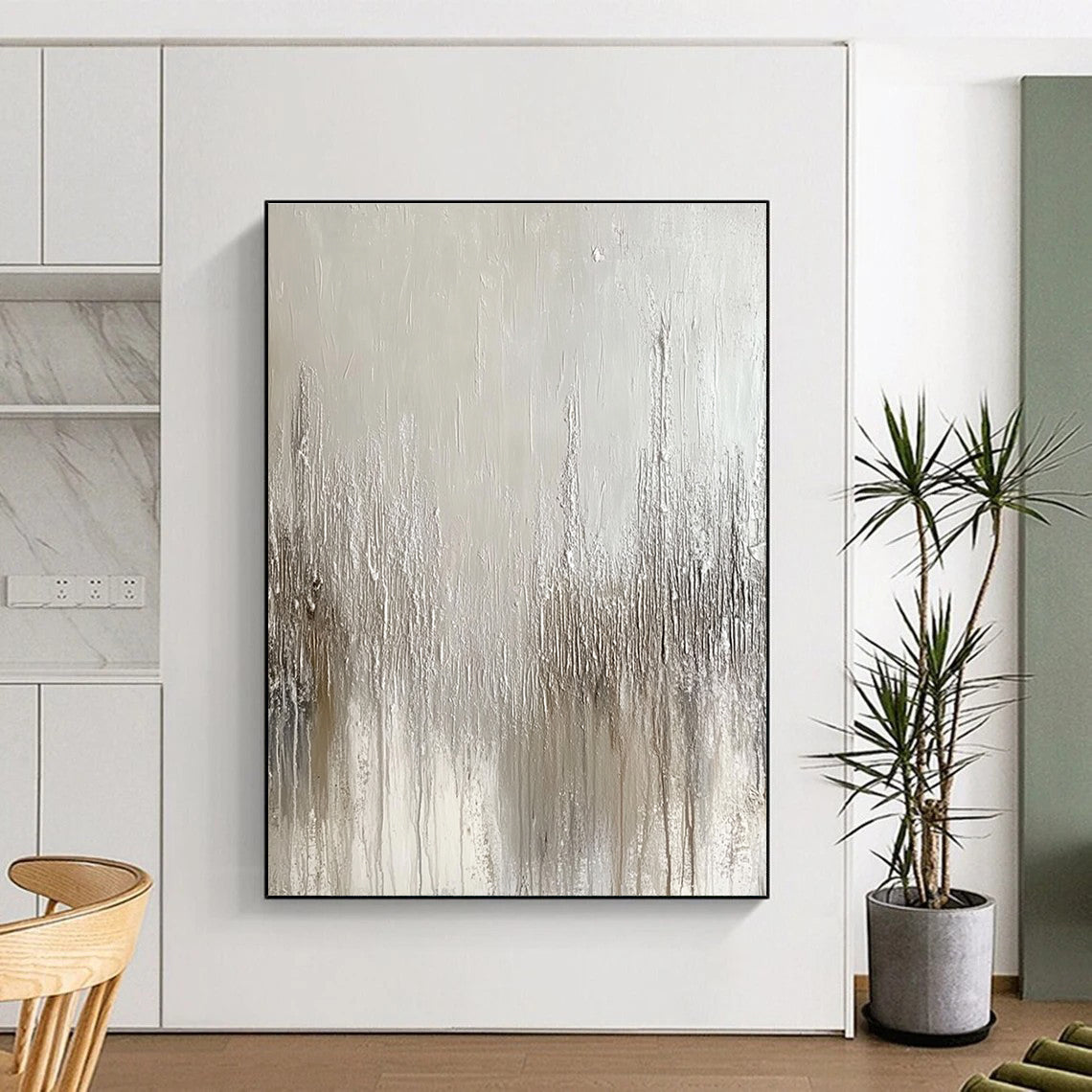 Textured Monochrome Abstract Painting for Minimalist Living Rooms GAB1260