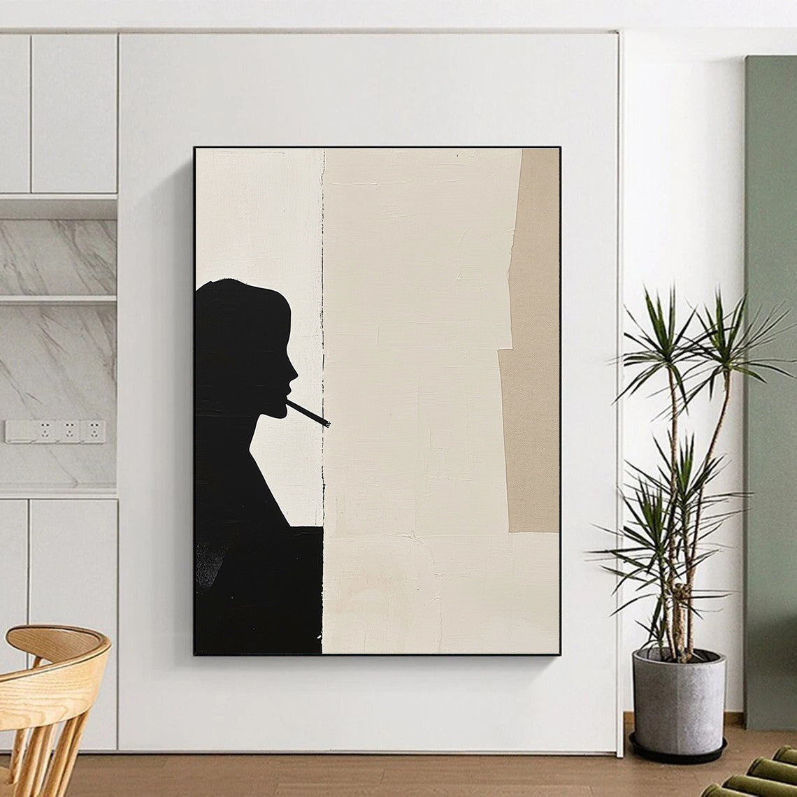 Silhouette with Cigarette Stylish Abstract Painting for Urban Lofts GAB1534