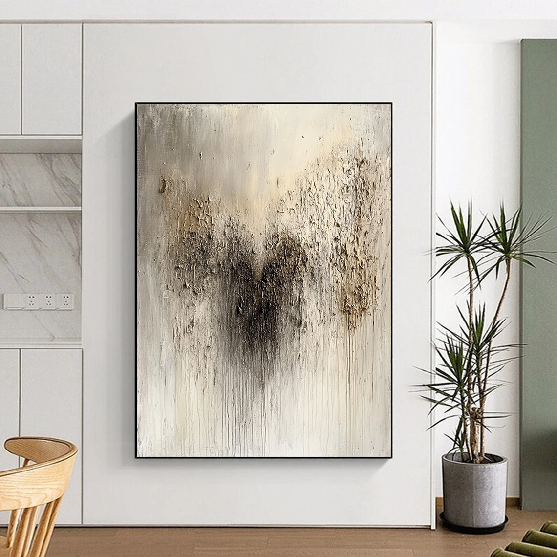 Textured Neutral Abstract Painting for Industrial - Style Lofts GAB1007