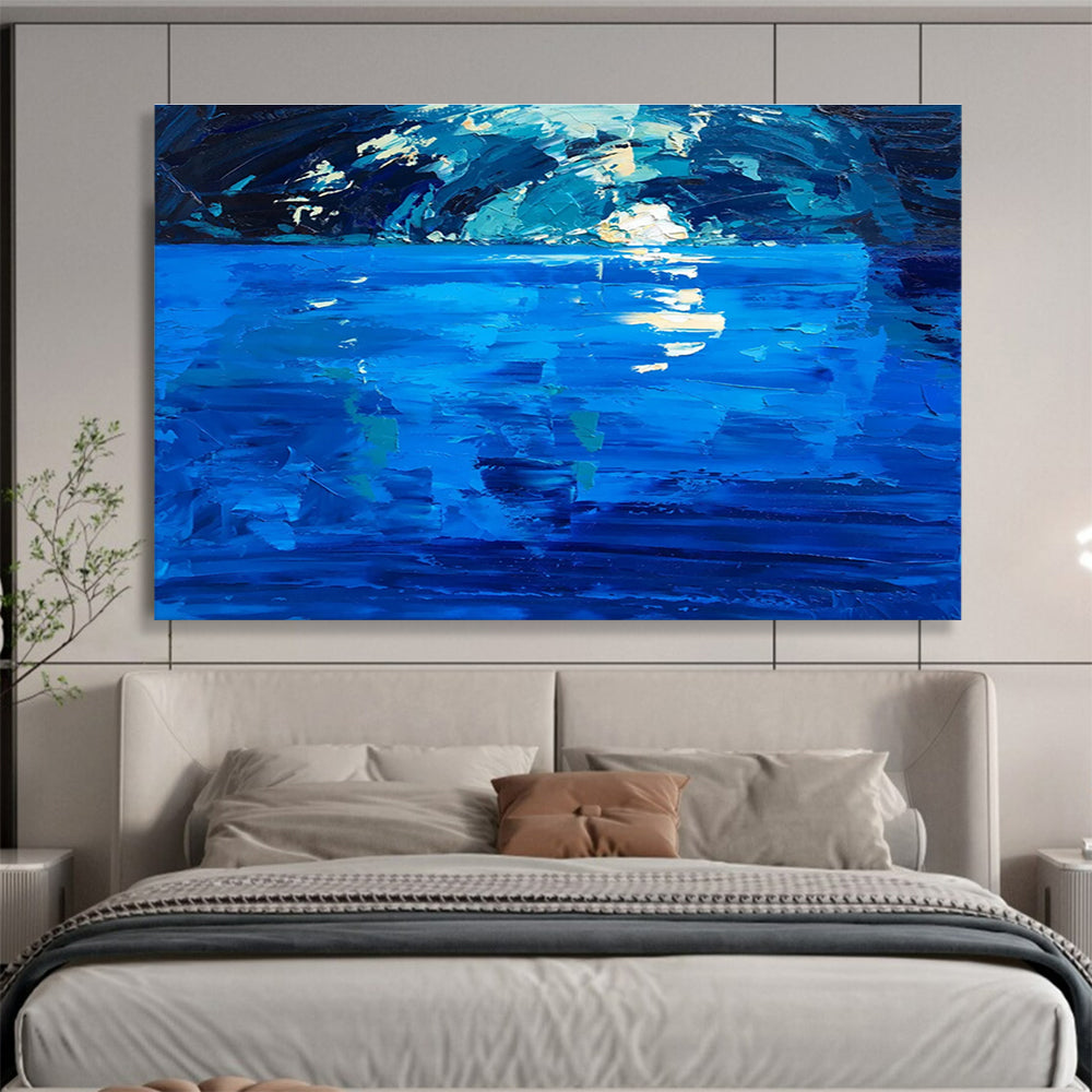 Moonlit Sea Abstract Painting for Seaside Bedroom Retreats YHT448