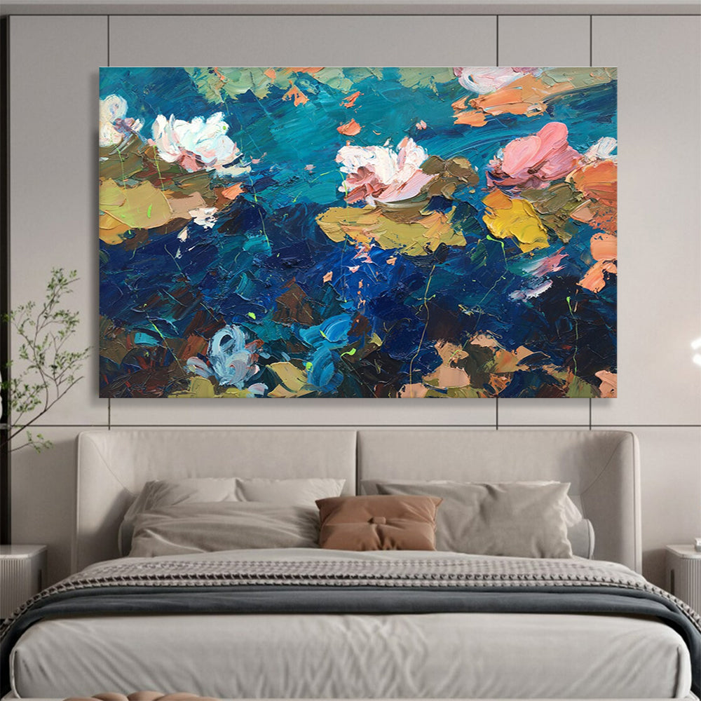 Water Lilies Abstract Painting for Modern Spa Retreats YHT482